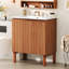 Meuble-lavabo vintage minimaliste, lavabo en céramique, 45 degrés, unité de rangement spacieuse, meuble-lavabo d'apparence naturelle de 30 po avec motif, décor élégant