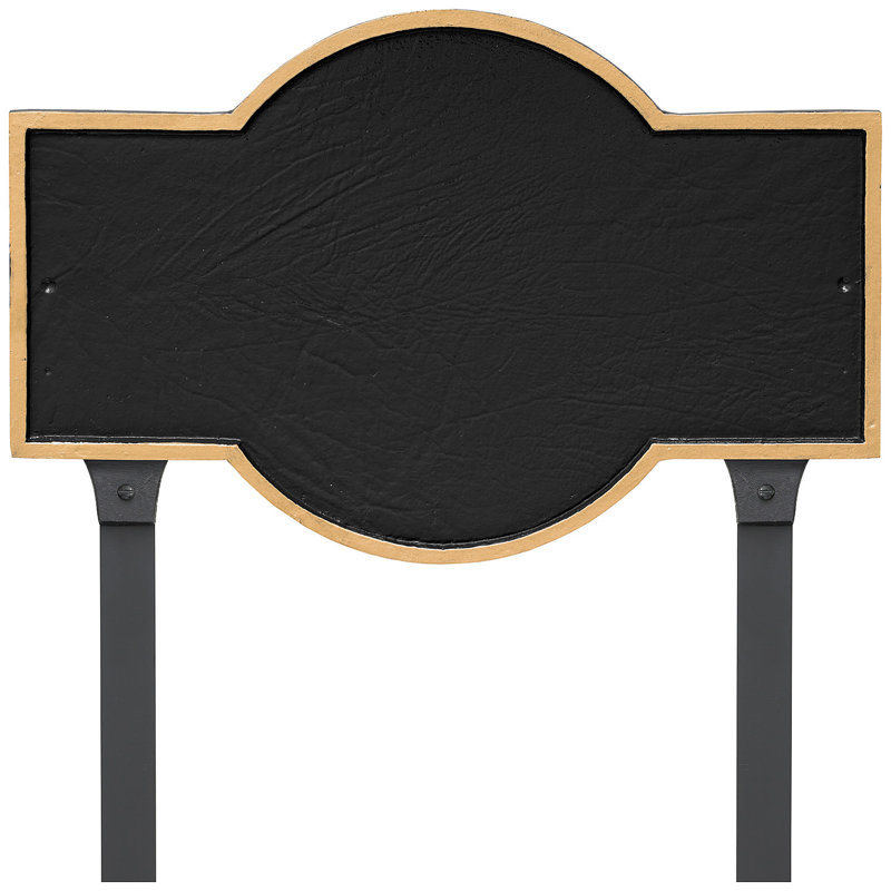 Plaque d'adresse rectangulaire avec piquets Canterbury, Noir / or, Oui
