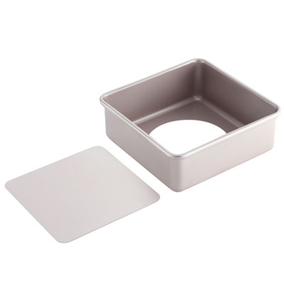 CHEFMADE Square Cake Pan, 8-Inch Deep Dish With Removable Loose Bottom Non-Stick Square Bakeware For Oven Baking (Champagne Gold)