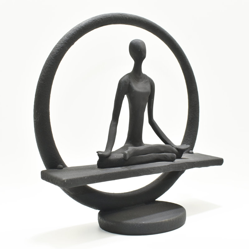Sculpture Adam et ses amis, cercle de méditation et de yoga | 1 pièce, Noir, H 7,5 po x l 3 po x P 7 po