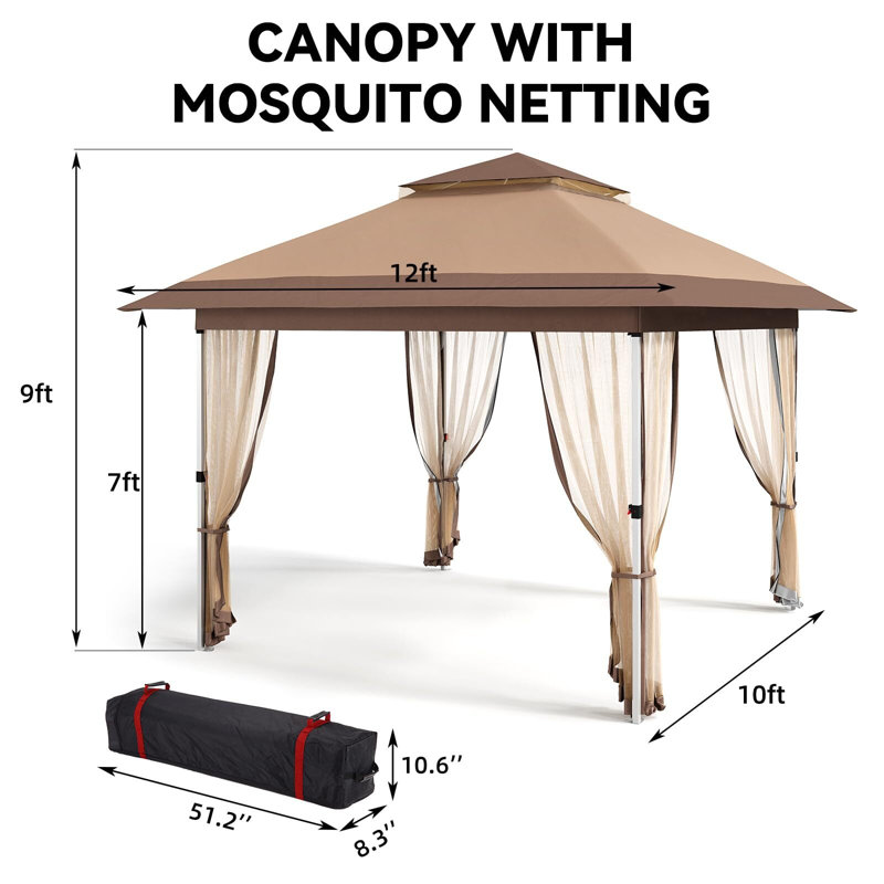 Outdoor Metal Patio , 12 ft. x 12 ft., Brown