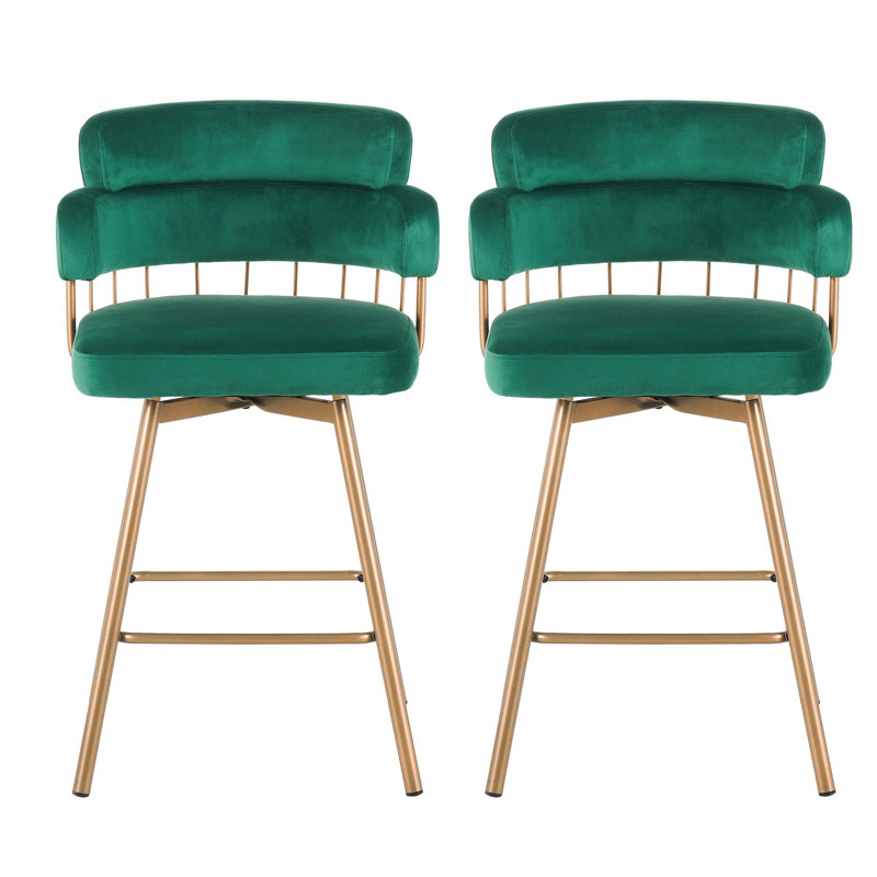 Ensemble de 2 tabourets de bar 26 po à hauteur de comptoir pivotant à 180 ° avec dossier et pieds en métal, tabourets de bar pour îlot de cuisine, café, pub