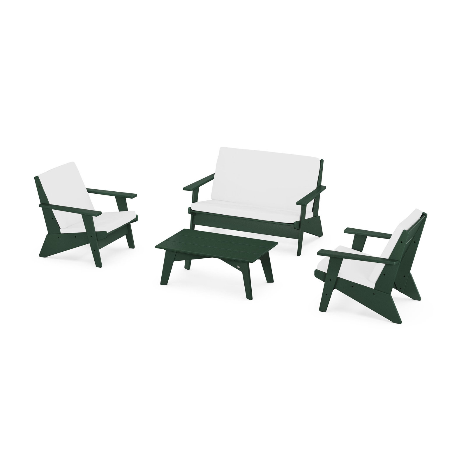 POLYWOOD® Riviera 4-Person Patio Seating Group, Natural, Green