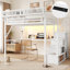 Lit mezzanine double en métal avec bureau et station de charge, escalier et lumière, cadre de lit mezzanine Kids Teens, blanc