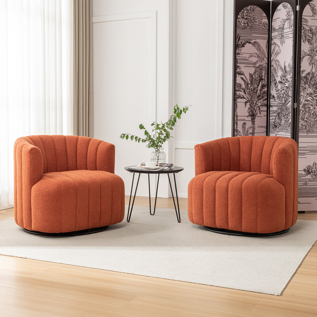 Bryonie Upholstered Swivel Barrel Chair (Set of 2) Wade Logan® 