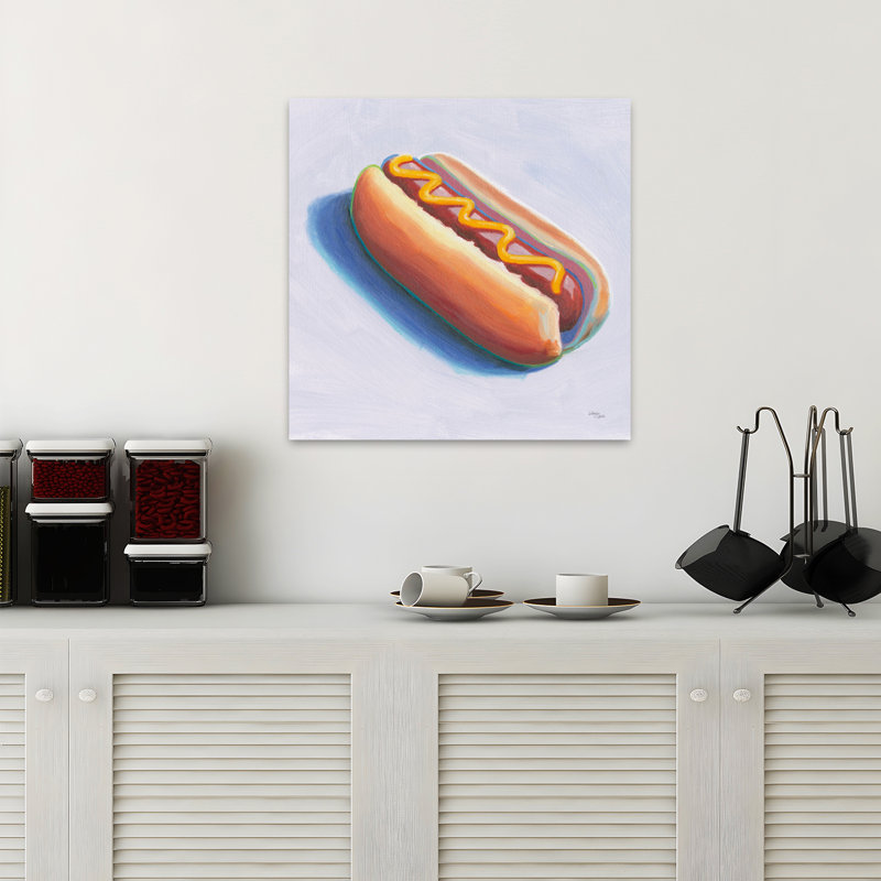 Hot Dog, art contemporain, H 18 po x l 18 po