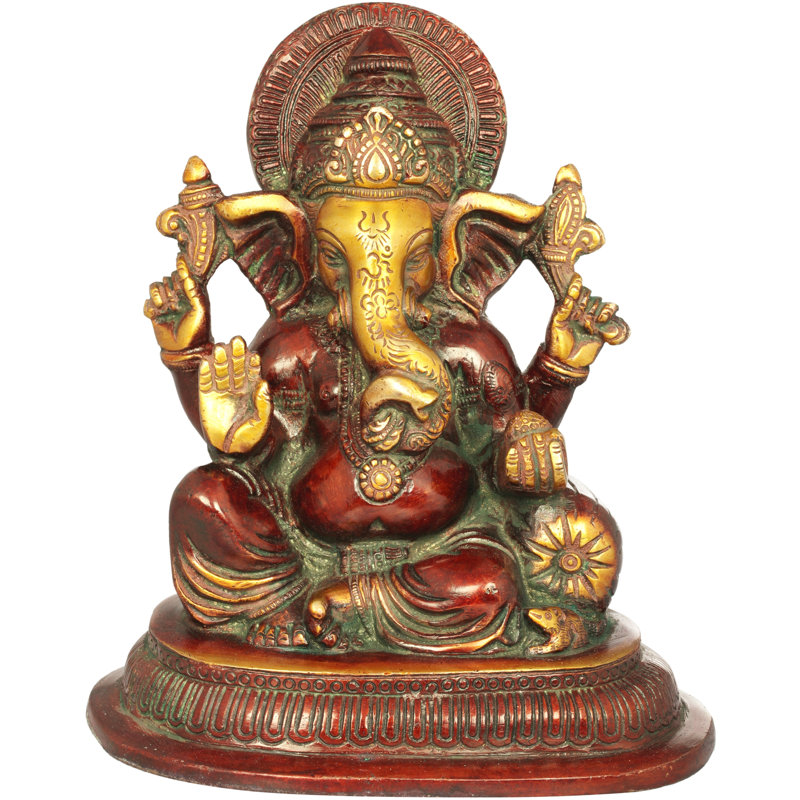 Figurine Ashirwad Ganesha, Rouge / or