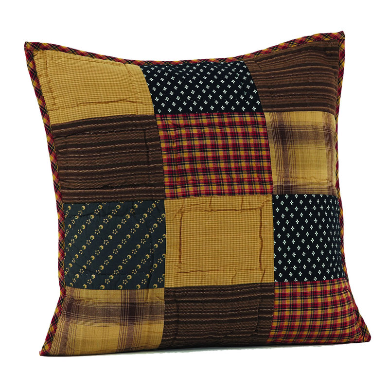 Patriotic Patchwork Cotton Reversible Throw Pillow, 16x16