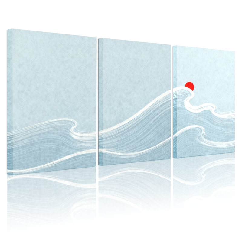 Ensemble de 3 impressions sur toile, motif nautique et plage, H 24 po x l 48 po
