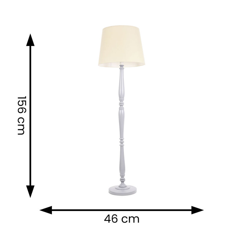 Arialdo 156cm Traditional Floor Lamp, Matte Grey, Beige