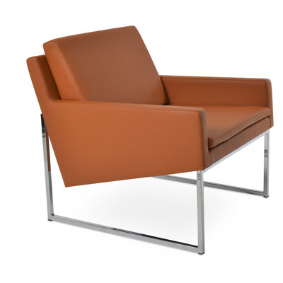 Nova Metal Armchair in Caramel Leather