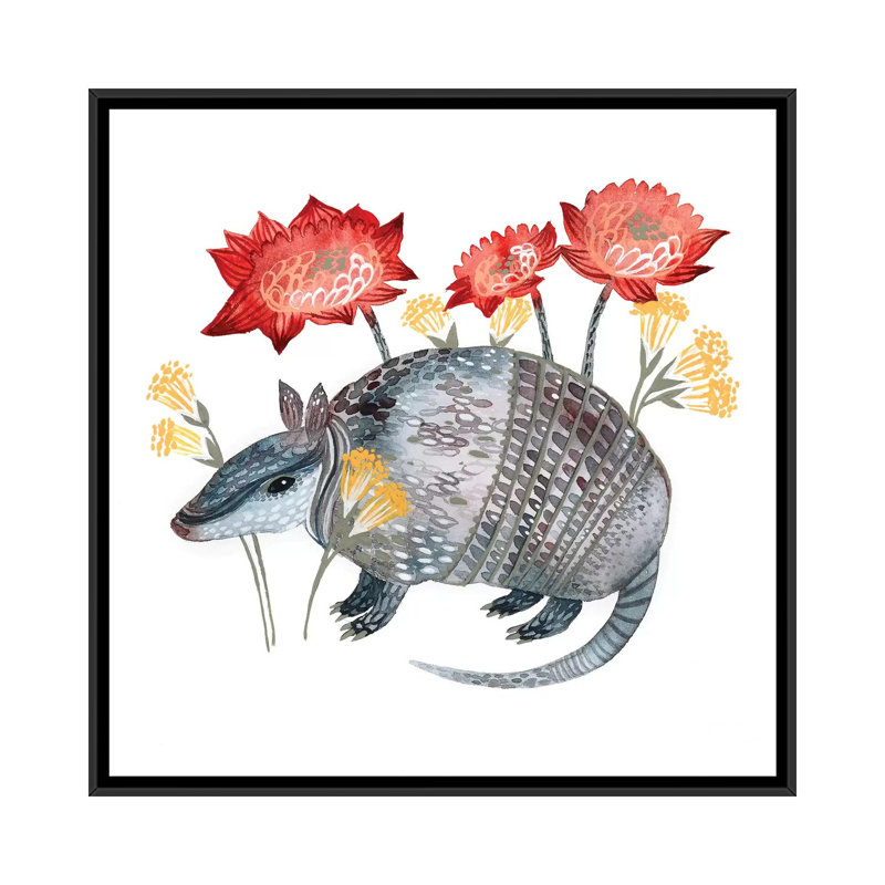 «Armadillo», impression sur toile tendue, H 18 po x l 18 po x P 1,5 po, Toile encadrée noire, Pas de tapis