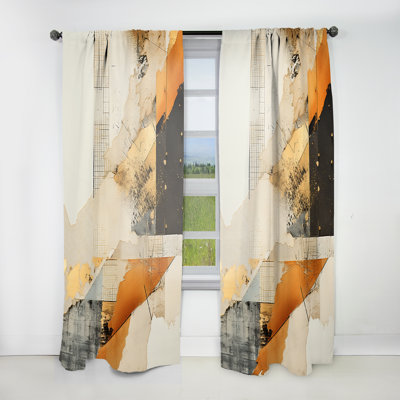 Rideau en velours moderne or et gris Sunset Collage III Barbatti - obscurcissant - 1 panneau