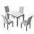 Borea 4 - Person Wooden-Frame Upholstered Dining Set with Rectangular Faux-Marble Pattern top table