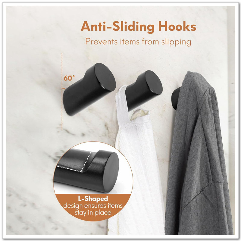 Wooden Coat Hook Wall Mounted (6 Packs) Hat Hooks, Single Coat Hat Rack Wall Mount, Wood Coat Hanger For Hanging Hat, Towel, Bag, Rope-black
