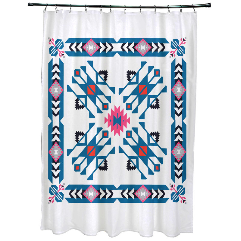 Alfreda Geometric Shower Curtain, Blue