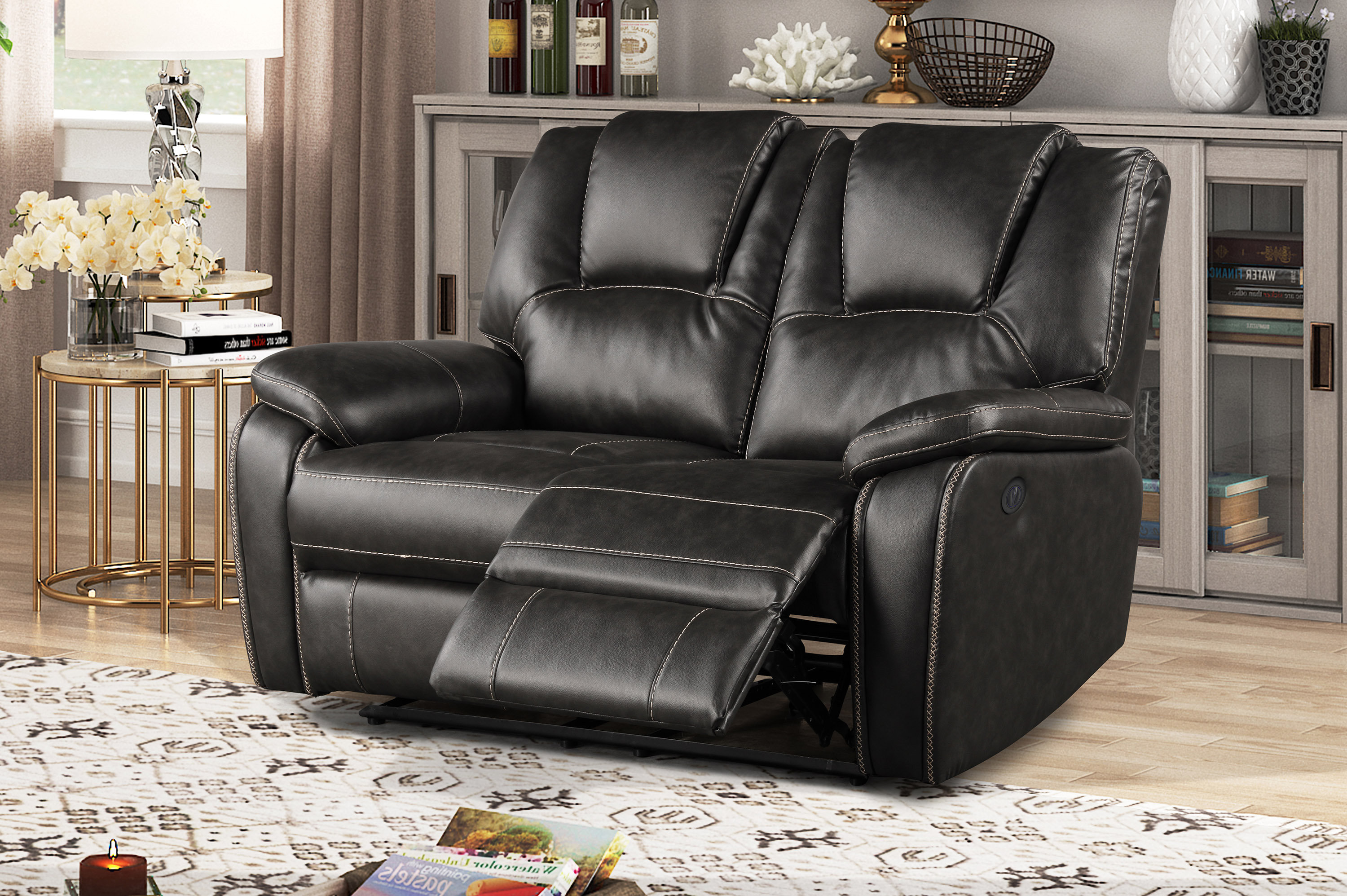 Latitude Run® Breathable Air Leather Power With Usb Reclining Loveseat ...