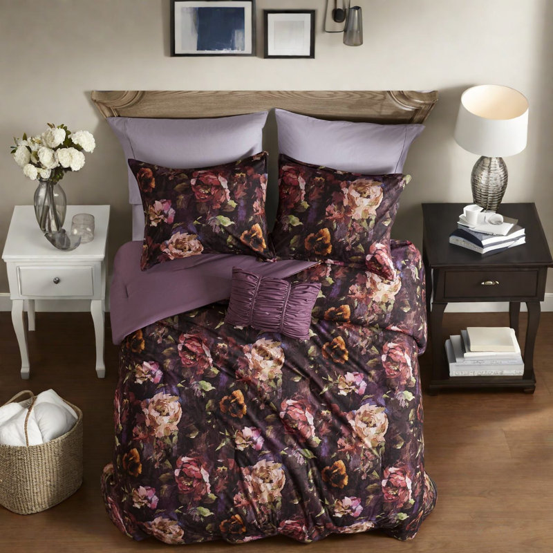 Ensembles de literie en velours luxueux, grand lit, motif floral romantique, confort toutes saisons