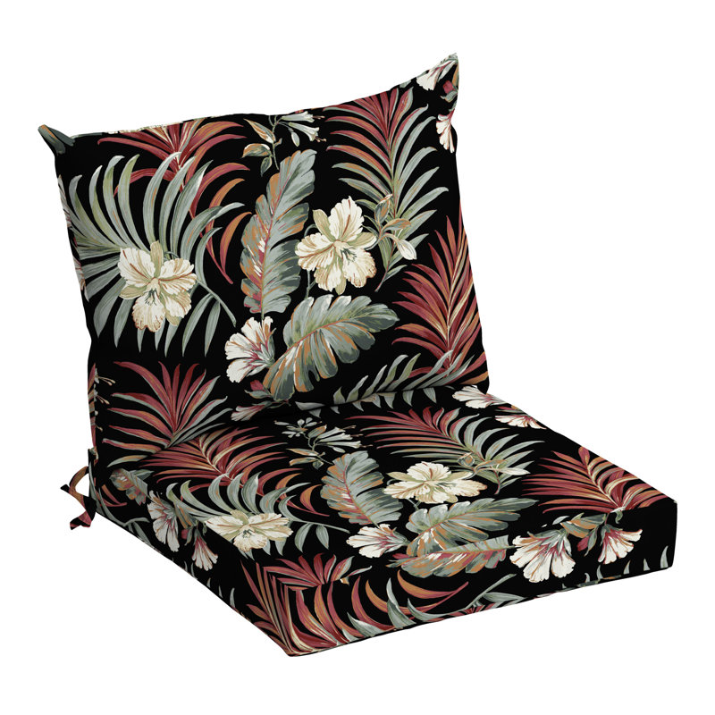 ARDEN Outdoor Dining Chair 4" Cushion, Red/Black/White Floral