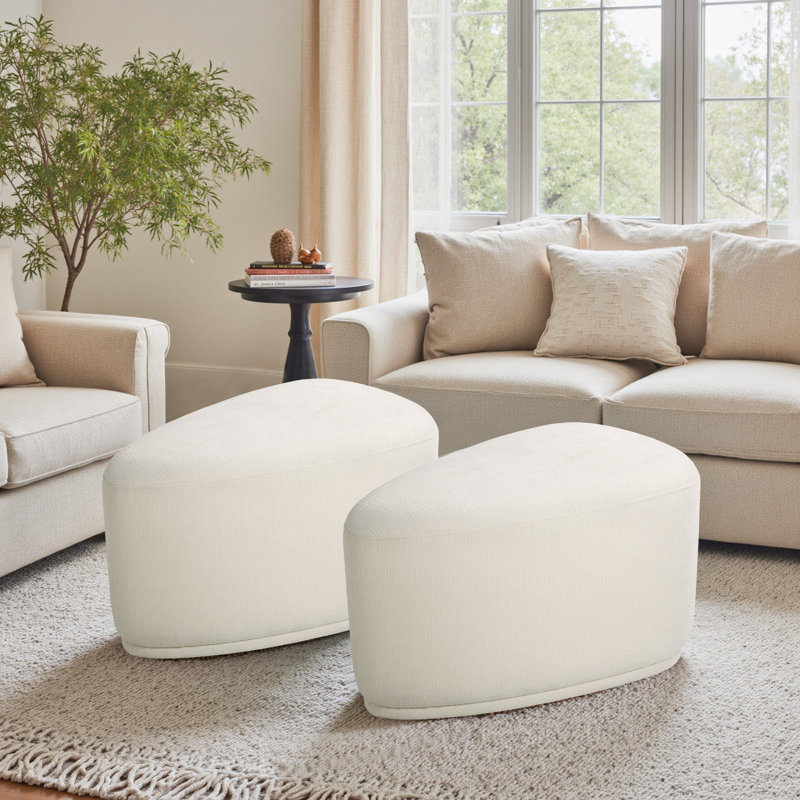 Repose-pieds carré à compression Caras beige non assemblé (ensemble de 2), Beige