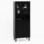 Armoire de rangement haute avec portes vitrées noires en verre trempé, 4 portes, réglable pour chambre à coucher, salon et