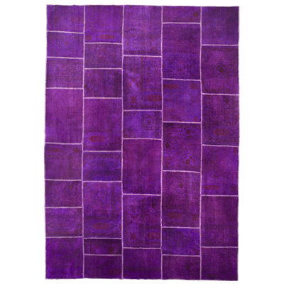 Tapis mauve en laine noué la à la main
