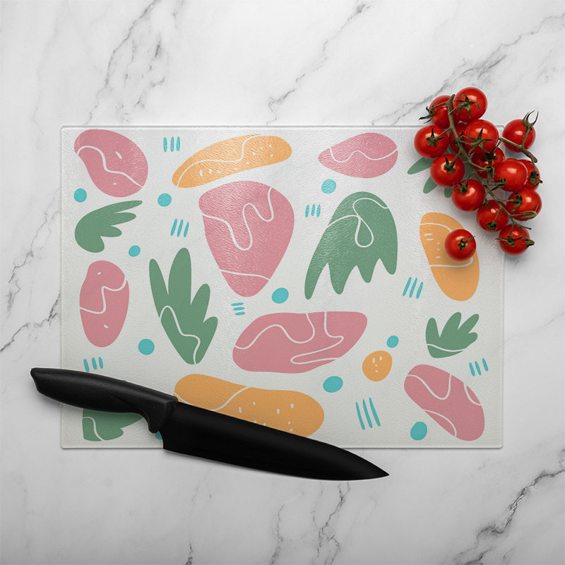 Abstract nature illustrations Designer Glass Chopping Board, 40cm L x 28cm W