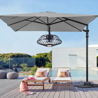 Outdoor Caged Ceiling Fan With LED Light - Waterproof