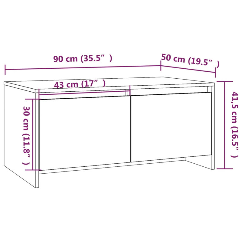 Coffee Table 90x50x41.5 cm Engineered Wood, White