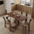 Solid Wood Ash Solid + Manufactured Wood brown Dining Table-1284619975