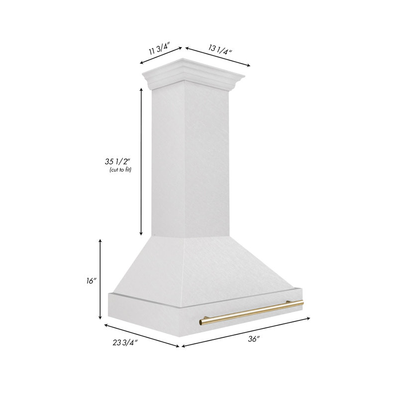 Hotte de cuisine murale en acier inoxydable satiné 36 po ZLINE Autograph Edition, Or poli