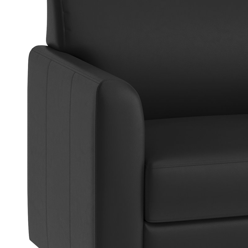 Statice Diplomat Series LeatherSoft Sofa with Clean Line Stitched Frame, Black, Chrome
