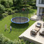 Trampoline d'extérieur de 14 pi avec panier de basketball, filet de sécurité et échelle, trampoline de jardin robuste pour enfants et adultes