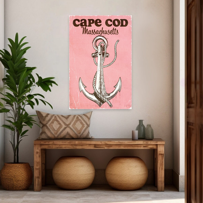 Cape Cod, ancre rétro, art mural rétro, H 48 po x l 32 po