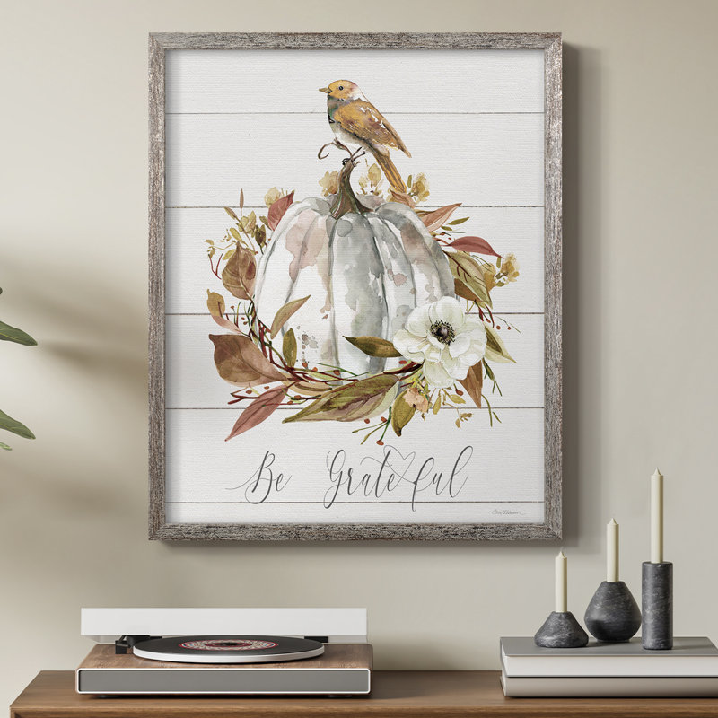 Be Grateful Bird Framed Print - Solid Wood, 30" H x 24" W