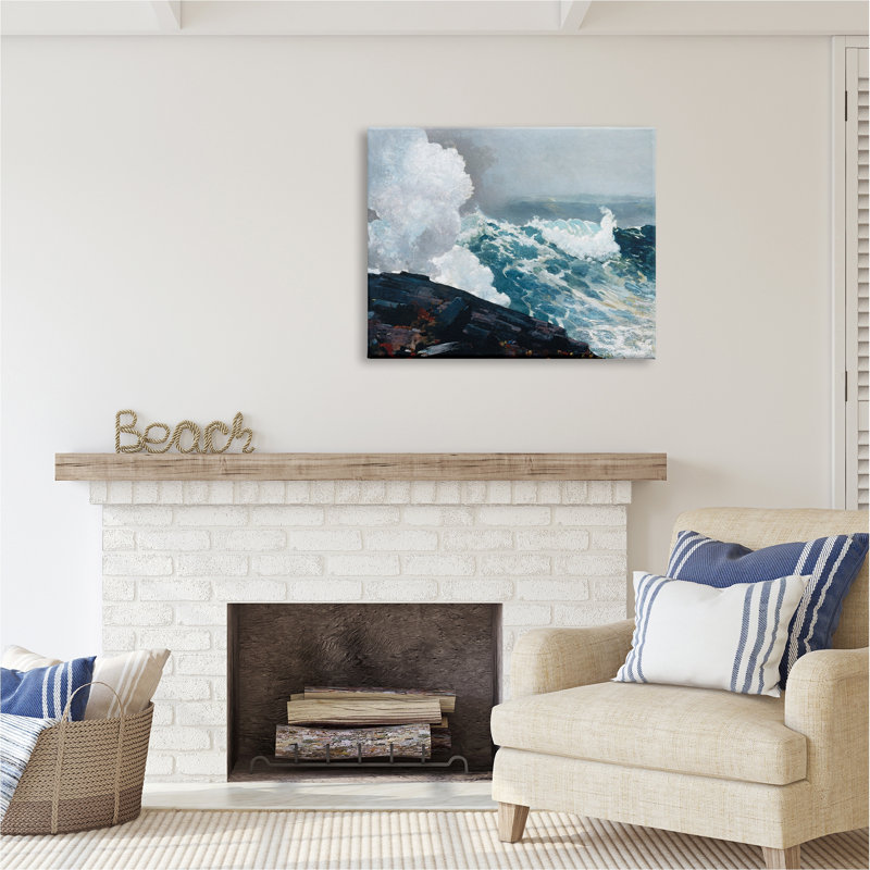 Az-906, impression encadrée "vagues et falaises sur toile" par Winslow Homer, H 30 po x l 40 po x P 1,5 po