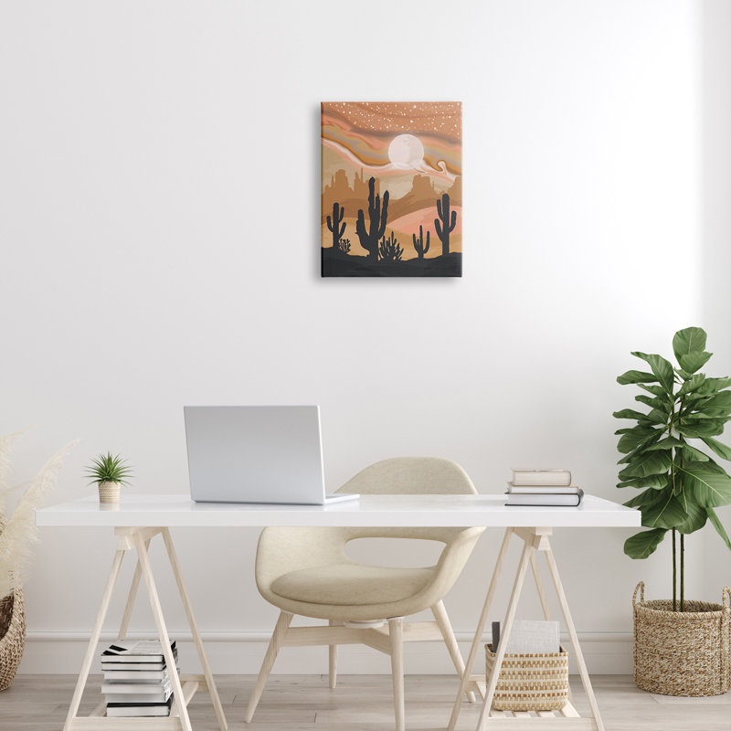 Paysage de tempête de sable Cactus Canyon, Plaque murale, H 16 po x l 16 po x P 1,5 po
