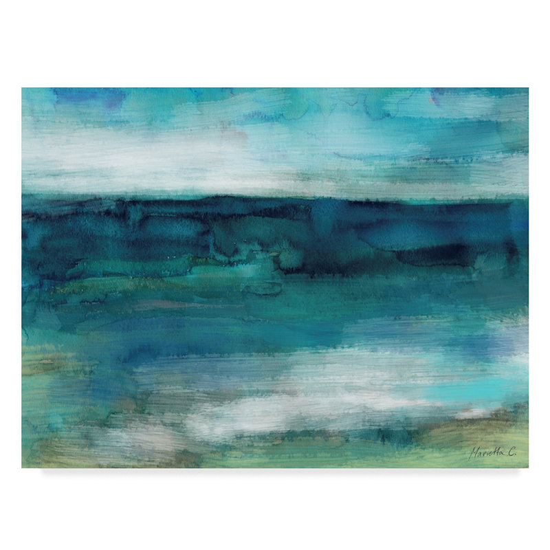 « ocean ondulations 1 », reproduction de peinture à l’acrylique sur toile tendue, H 14 po x l 19 po x P 2 po
