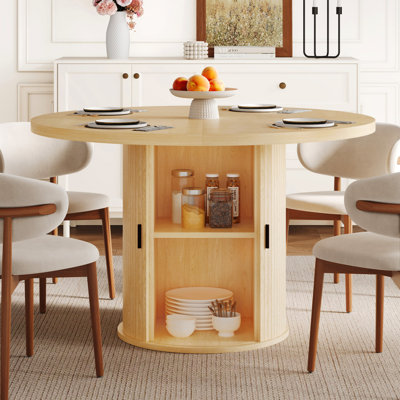 47" Round Storage Kitchen & Dining Table for Versatile Living Spaces