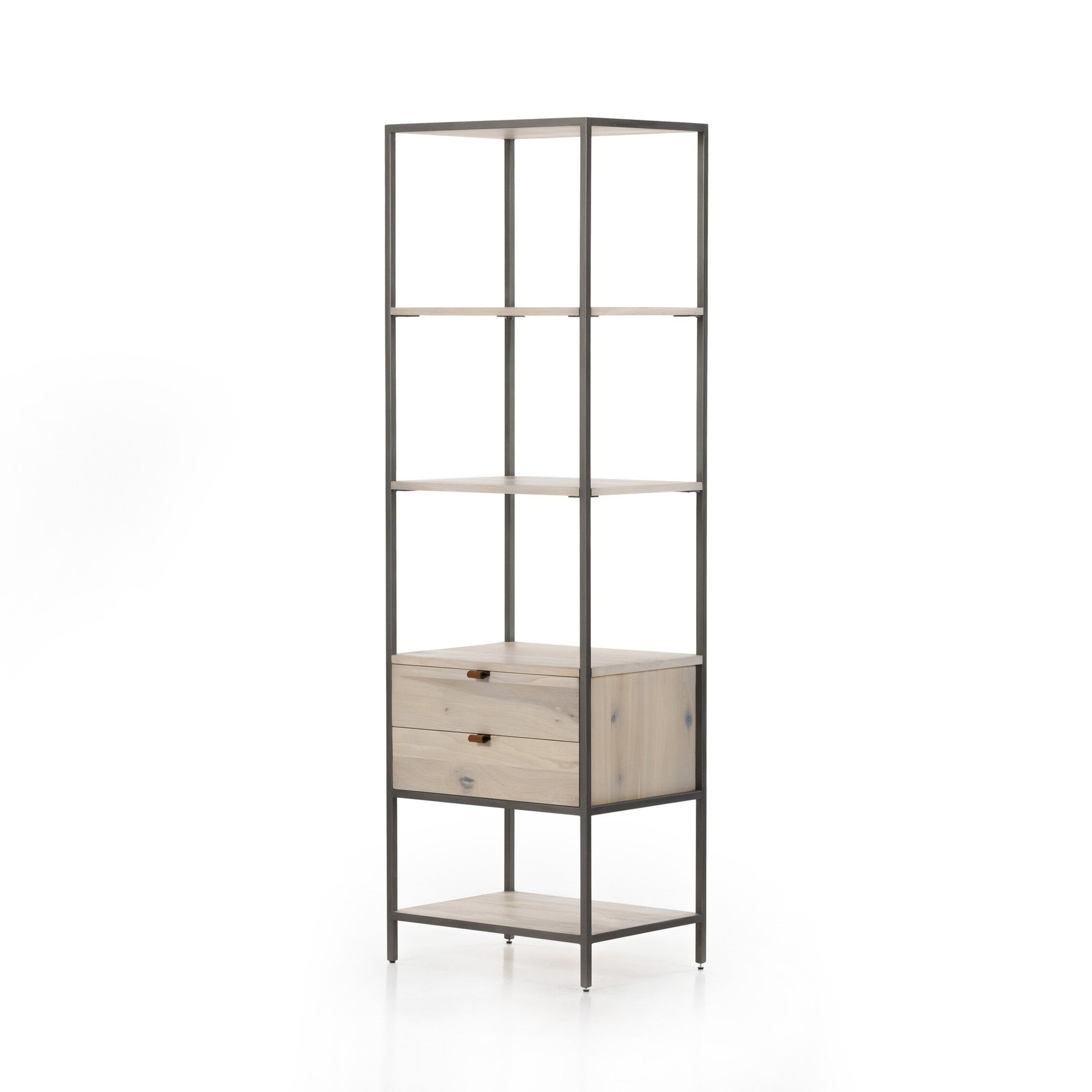 Loki Trey Bookshelf - Black Wash Poplar, Dove Poplar