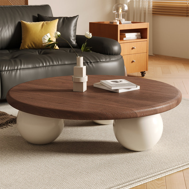 Table basse simple et luxueuse pour salon, Noyer foncé, H 13,8 po x L 35,4 po x l 35,4 po