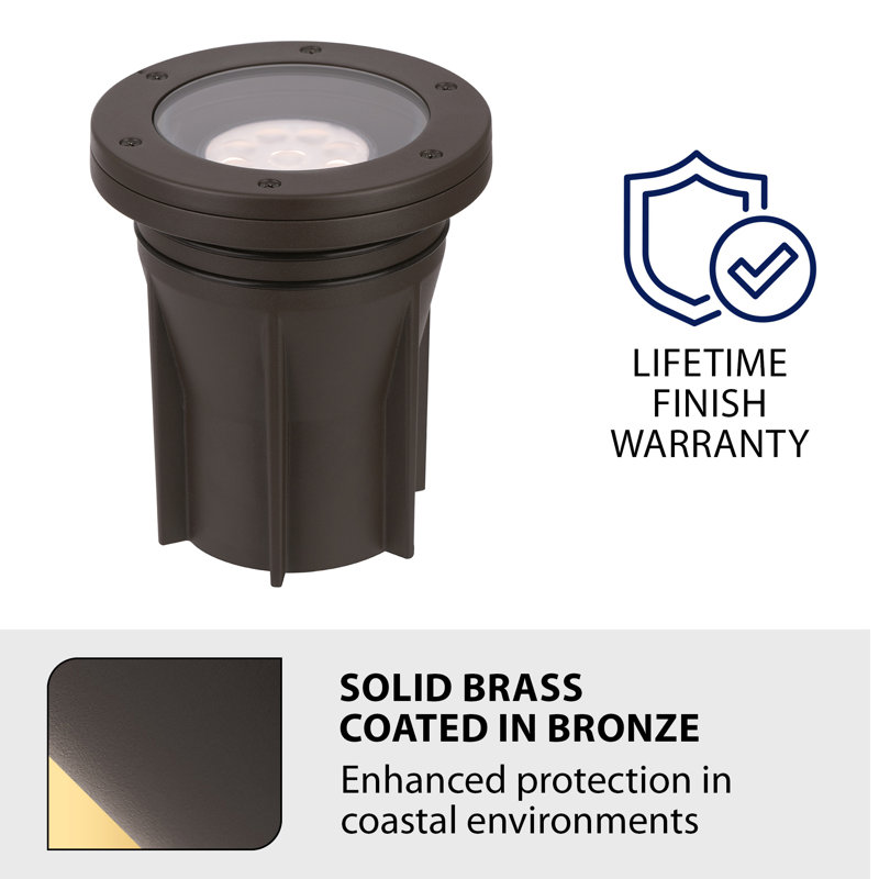 Colorscaping Low Voltage Integrated LED Metal Well Light, Solid Brass Coated/Bronze