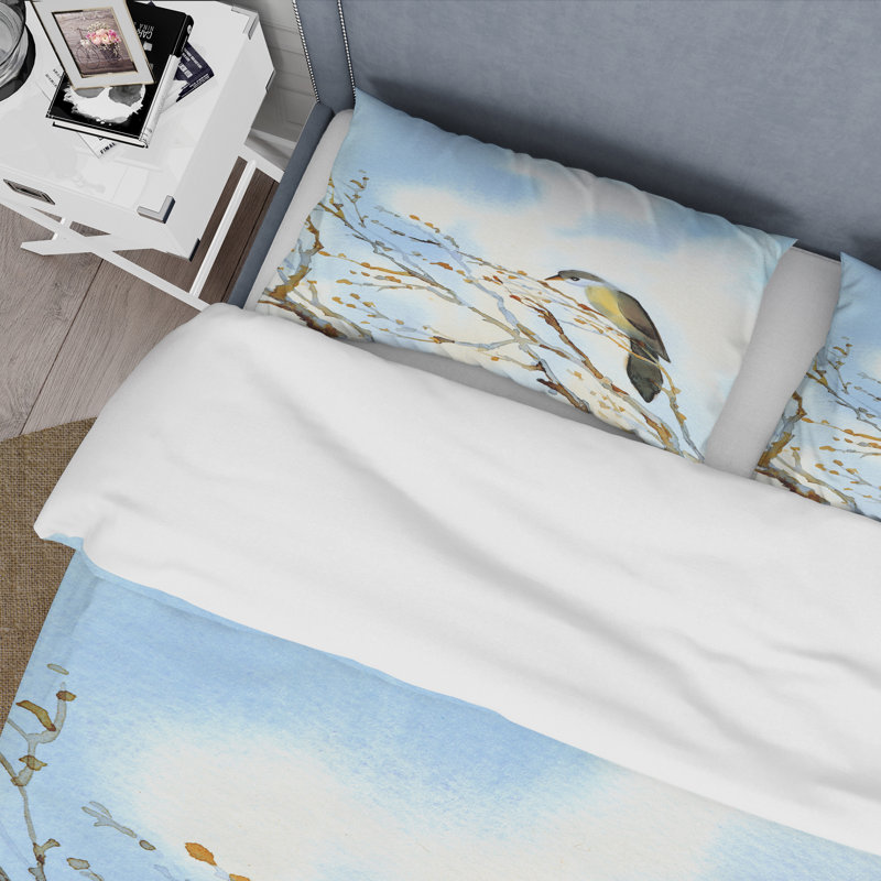 Blue/Yellow/Brown Microfiber Duvet Cover Set, King Duvet Cover + 2 King Shams