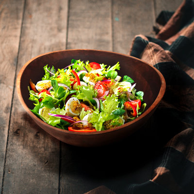 Bol à salade courbé en bois de manguier naturel fabriqué à la main
