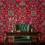 Murale bohémienne à motif floral damassé