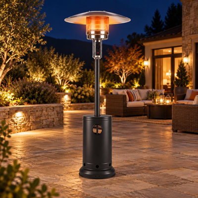 Chauffage de terrasse au propane de 50 000 BTU avec roulettes et système double de sécurité