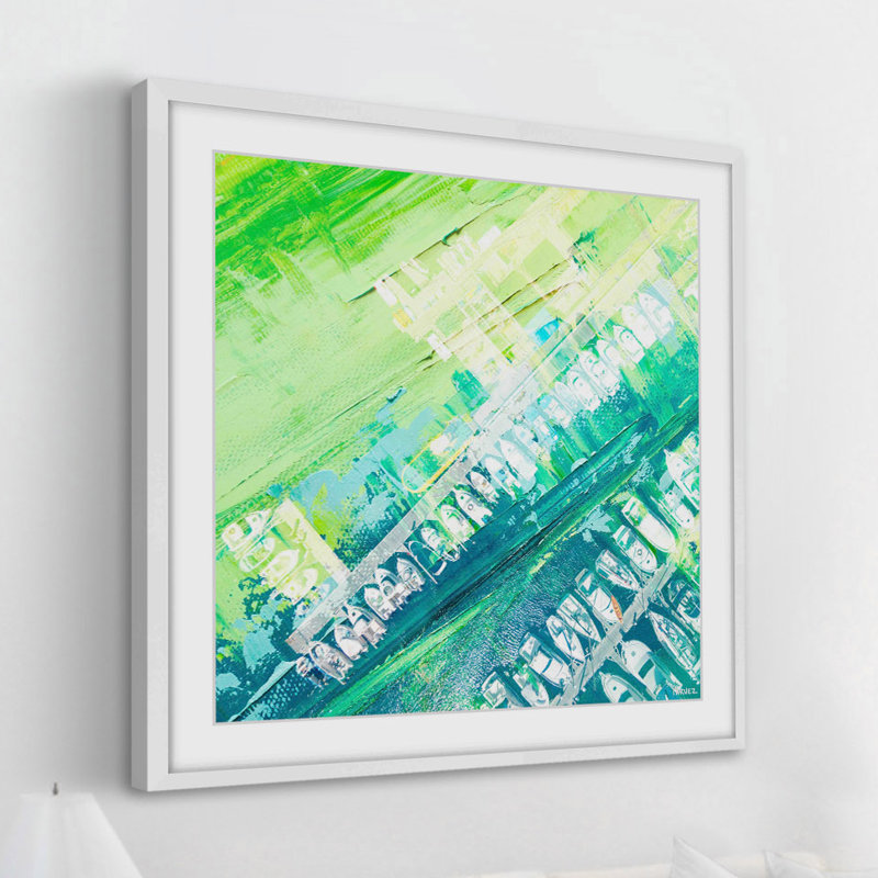 Green and Blue Nautical Framed Canvas Print, 12" x 12"