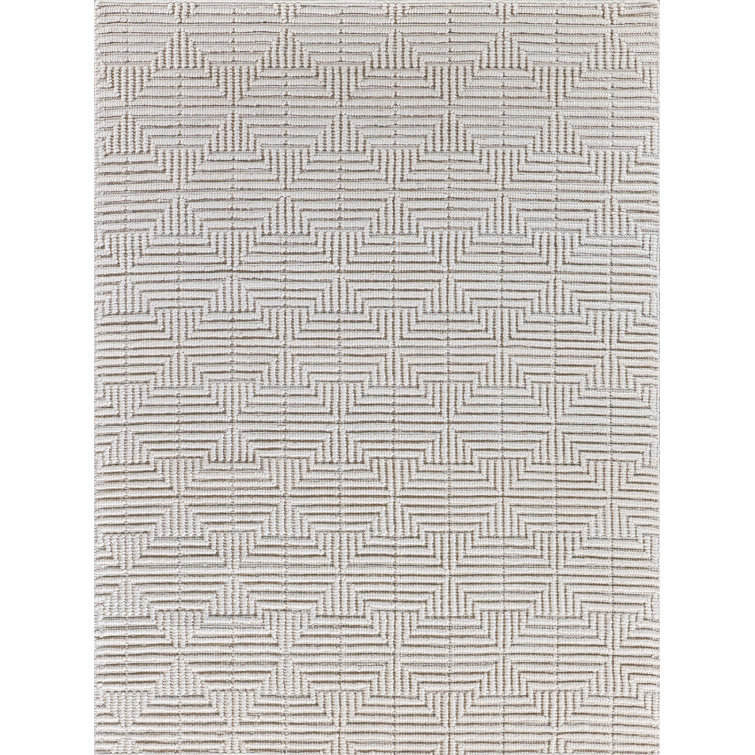 Manzoni Wool Geometric Area Rug in Ivory