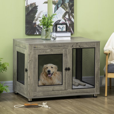 Pet Crate End Table with Soft Washable Cushion for Lage Medium Small Dogs