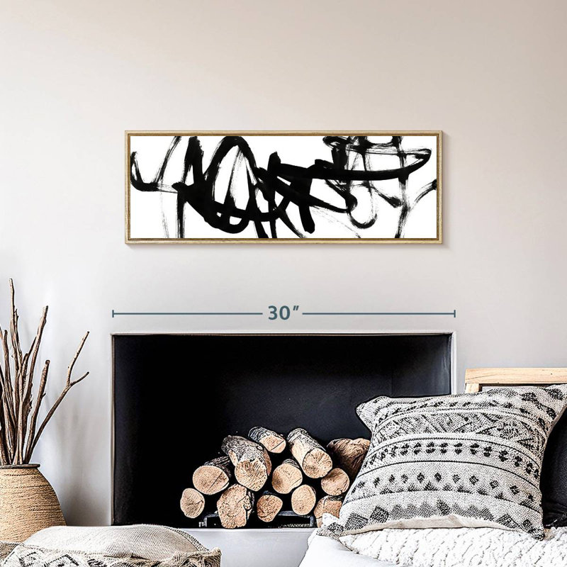 Blanc à noir Willmar V, Cadre flottant en bois naturel, 28 po x 10 po